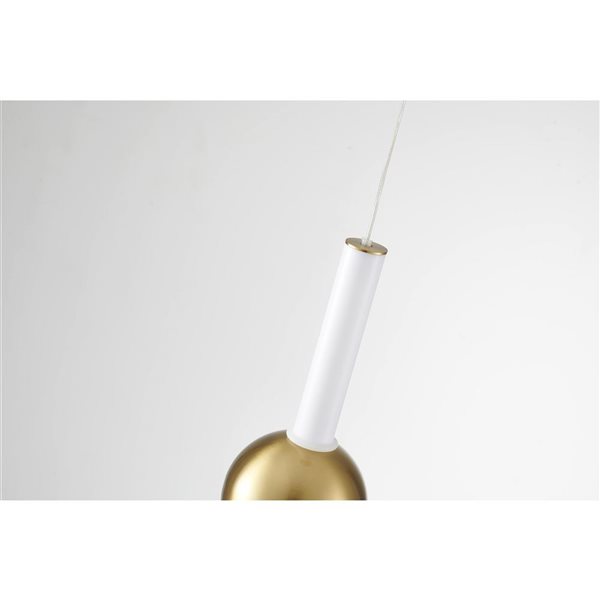 Bethel International 1-Light LED Single Pendant w/ White Acrylic Shade - Gold