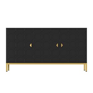 Armoire bahut à 3 portes Clihome 16 p. x 26 h. x 48 po l. cadre en composite en noir
