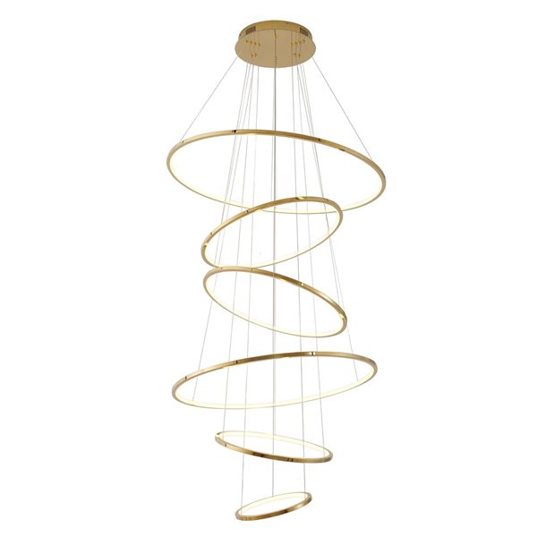 Design Living TR 6-Light Shiny Gold Aluminum LED Chandelier w/ White Acrylic Diffusers