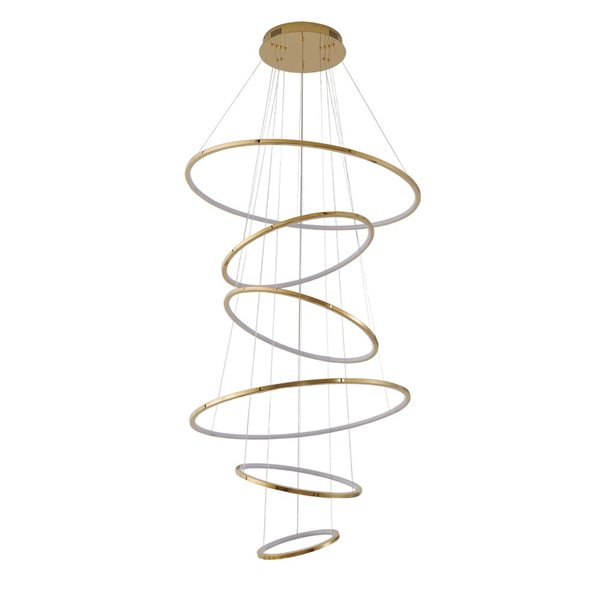 Design Living TR 6-Light Shiny Gold Aluminum LED Chandelier w/ White Acrylic Diffusers