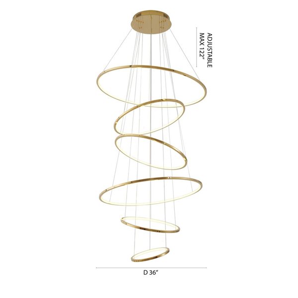 Design Living TR 6-Light Shiny Gold Aluminum LED Chandelier w/ White Acrylic Diffusers