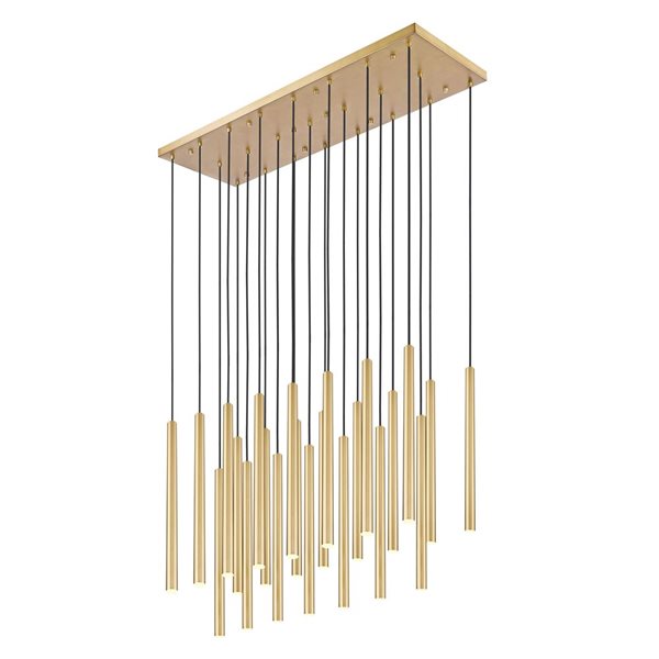 Z-Lite Forest 23-Light Linear Steel Chandelier - Modern Gold