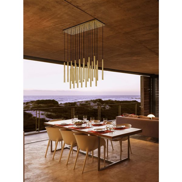 Z-Lite Forest 23-Light Linear Steel Chandelier - Modern Gold