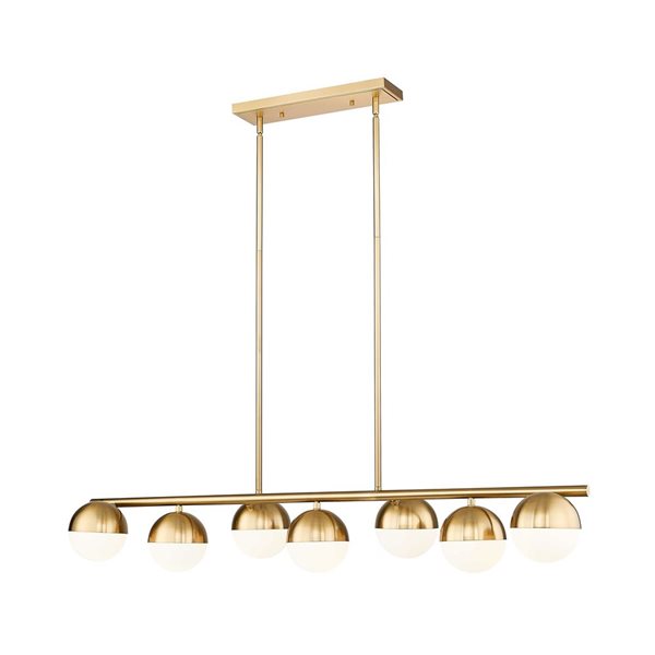 Z-Lite Realm Sphere 7-Light Linear Steel Chandelier - Modern Gold