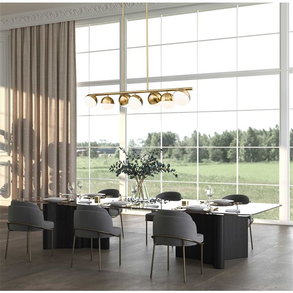 Z-Lite Realm Sphere 7-Light Linear Steel Chandelier - Modern Gold