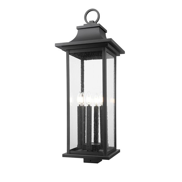 Z-Lite Tiberius 6-Light Outdoor Post Mount Fixture w/ Seeded Glass - Matte Black