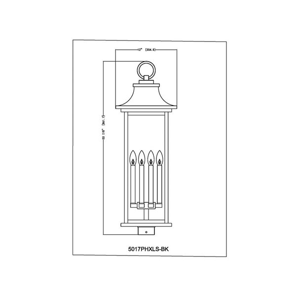 Z-Lite Tiberius 6-Light Outdoor Post Mount Fixture w/ Seeded Glass - Matte Black
