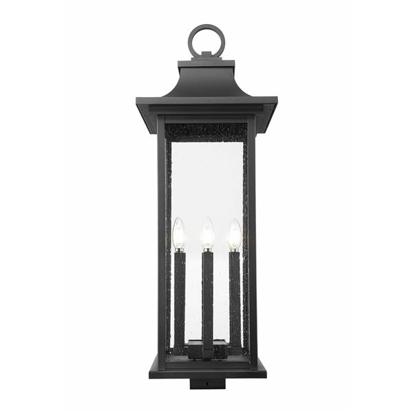 Z-Lite Tiberius 6-Light Outdoor Post Mount Fixture w/ Seeded Glass - Matte Black