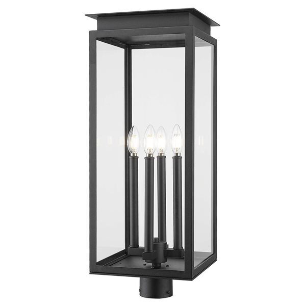 Z-Lite Nova 4-Light Outdoor Post Mount Fixture w/ Clear Glass - Matte Black