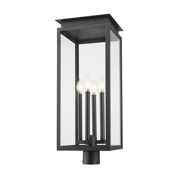 Z-Lite Nova 4-Light Outdoor Post Mount Fixture w/ Clear Glass - Matte Black