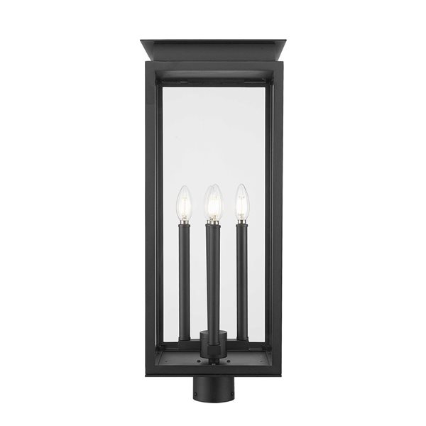 Z-Lite Nova 4-Light Outdoor Post Mount Fixture w/ Clear Glass - Matte Black