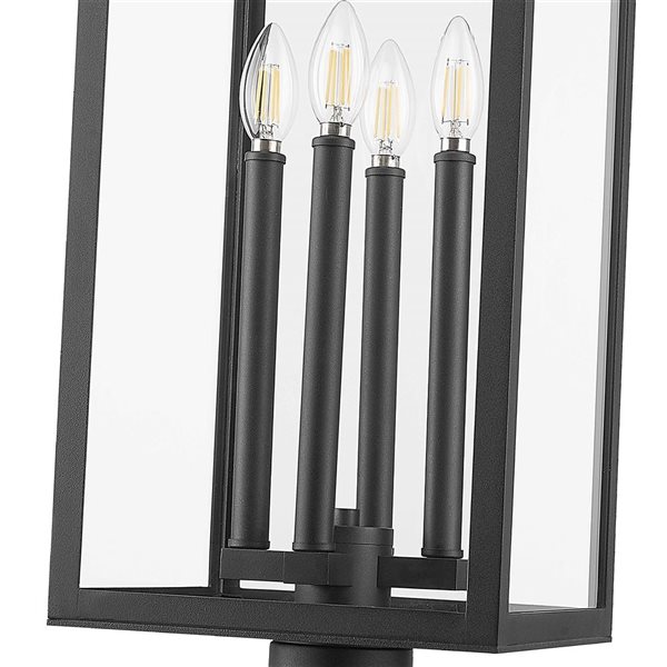 Z-Lite Nova 4-Light Outdoor Post Mount Fixture w/ Clear Glass - Matte Black