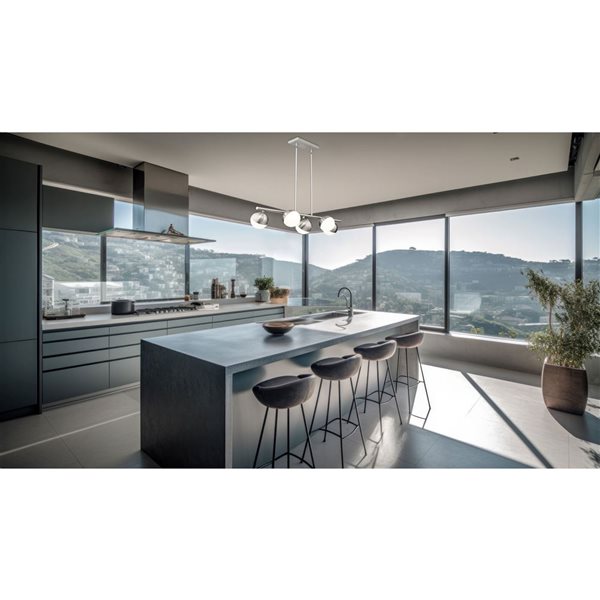 Z-Lite Realm Sphere 5-Light Linear Steel Chandelier - Brushed Nickel