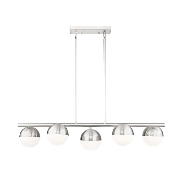 Z-Lite Realm Sphere 5-Light Linear Steel Chandelier - Brushed Nickel