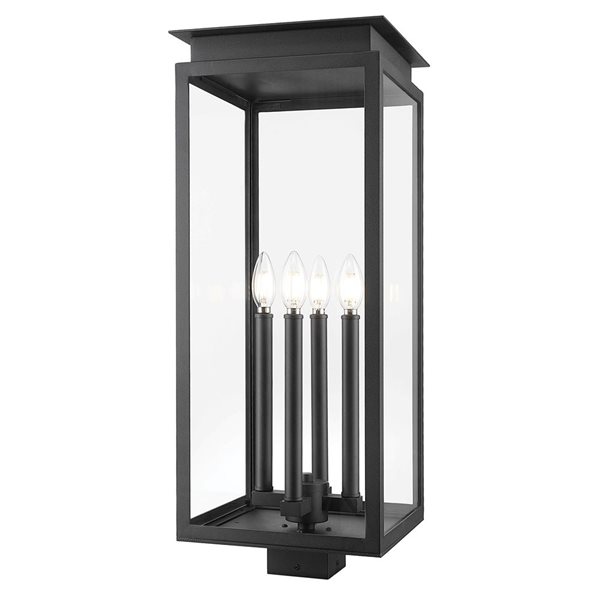 Z-Lite Nova 4-Light Outdoor Post Mount Fixture w/ Clear Glass - Matte Black