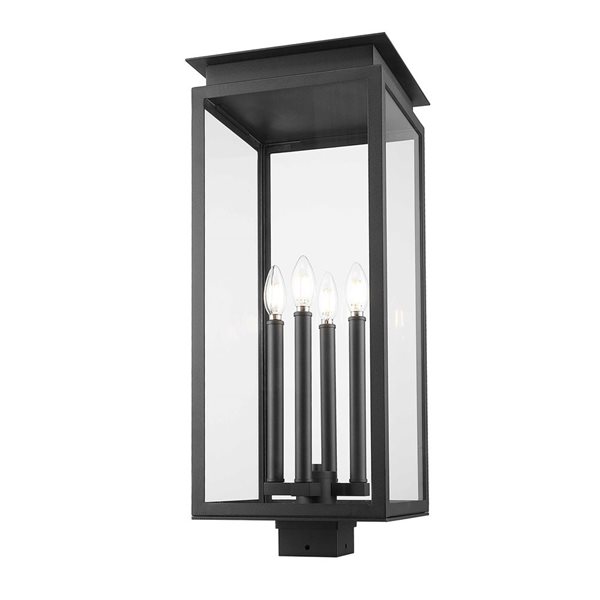 Z-Lite Nova 4-Light Outdoor Post Mount Fixture w/ Clear Glass - Matte Black