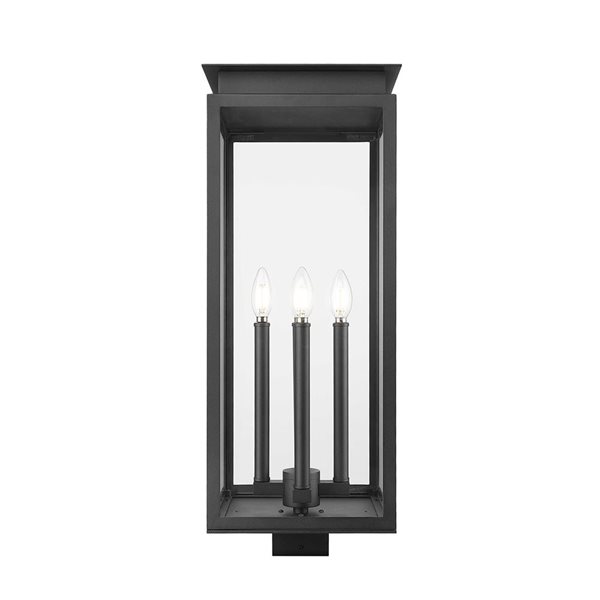 Z-Lite Nova 4-Light Outdoor Post Mount Fixture w/ Clear Glass - Matte Black