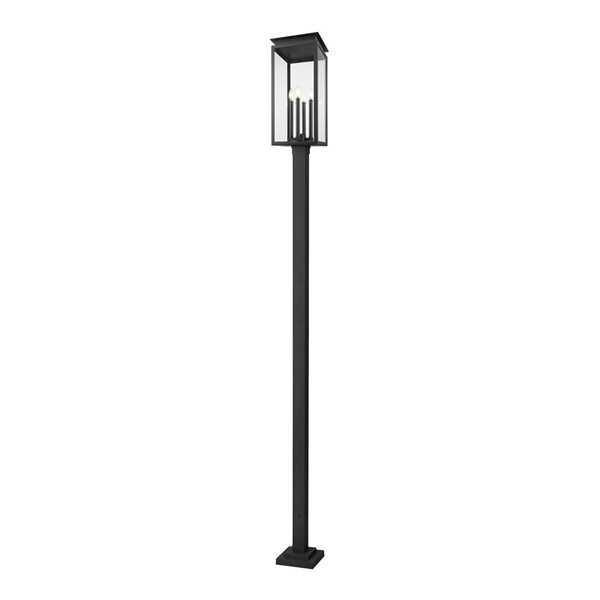 Z-Lite Nova 4-Light Outdoor Post Mounted Fixture w/ Clear Glass - Matte Black
