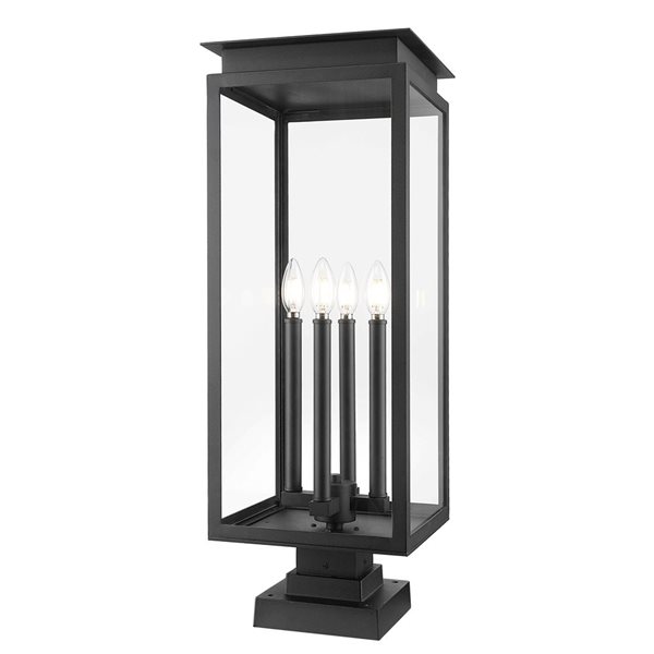 Z-Lite Nova 4-Light Outdoor Pier Mounted Fixture w/ Clear Glass - Matte Black