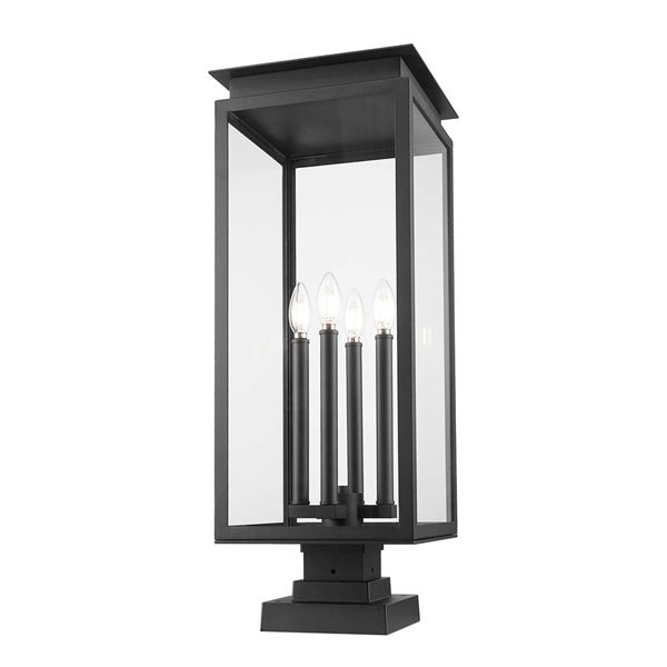 Z-Lite Nova 4-Light Outdoor Pier Mounted Fixture w/ Clear Glass - Matte Black