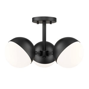 Z-Lite Realm Sphere 3-Light Semi Flush Mount Ceiling Light - Matte Black