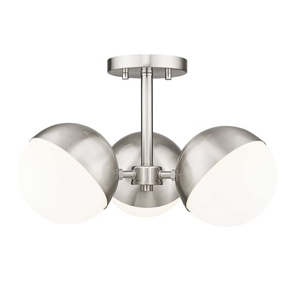Z-Lite Realm Sphere 3-Light Semi Flush Mount Ceiling Light - Brushed Nickel