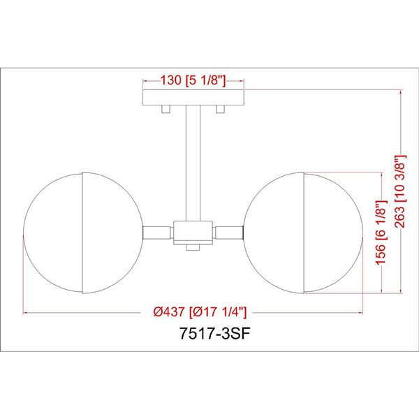 Z-Lite Realm Sphere 3-Light Semi Flush Mount Ceiling Light - Brushed Nickel