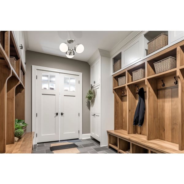 Z-Lite Realm Sphere 3-Light Semi Flush Mount Ceiling Light - Brushed Nickel