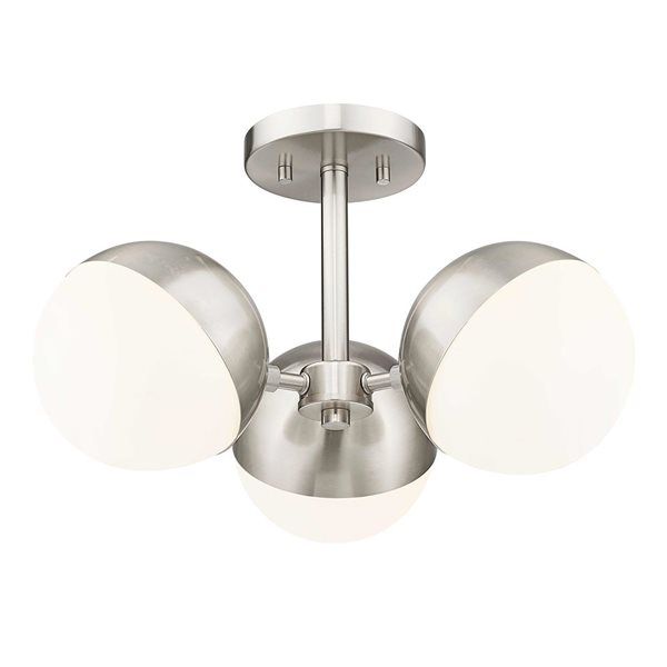 Z-Lite Realm Sphere 3-Light Semi Flush Mount Ceiling Light - Brushed Nickel