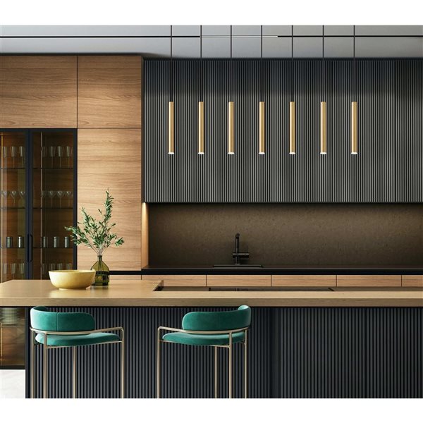 Z-Lite Forest 7-Light Linear Steel Chandelier - Modern Gold