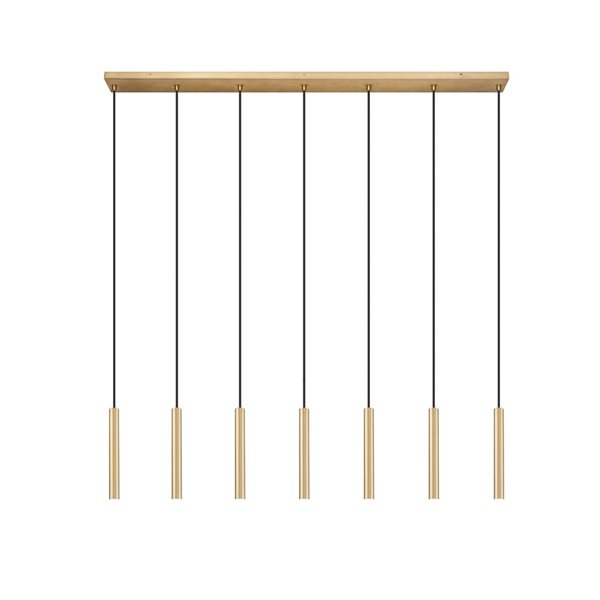 Z-Lite Forest 7-Light Linear Steel Chandelier - Modern Gold