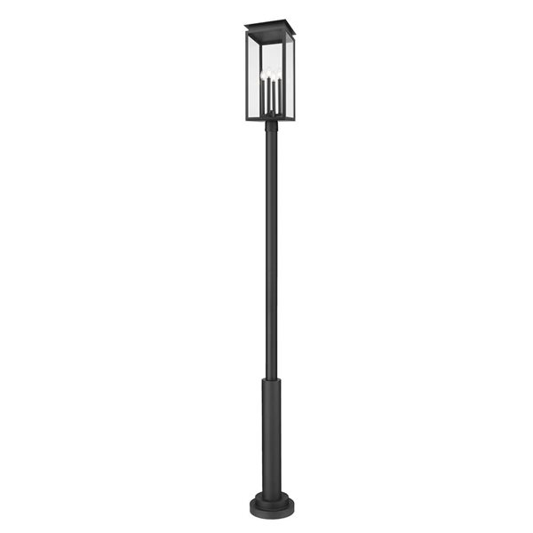 Z-Lite Nova 4-Light Outdoor Post Mounted Fixture w/ Clear Glass - Matte Black