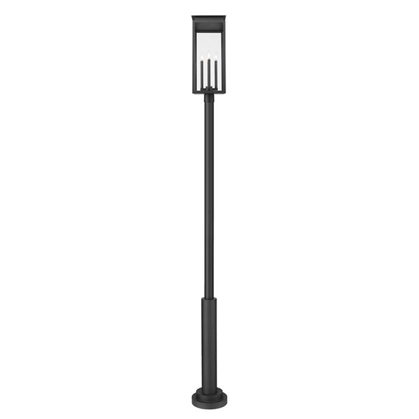 Z-Lite Nova 4-Light Outdoor Post Mounted Fixture w/ Clear Glass - Matte Black