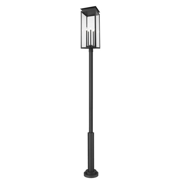 Z-Lite Nova 5-Light Outdoor Post Mounted Fixture w/ Clear Glass - Matte Black