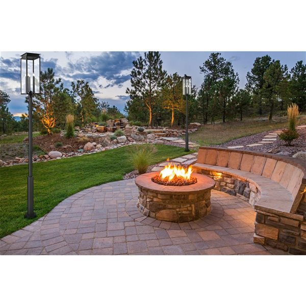 Z-Lite Nova 5-Light Outdoor Post Mounted Fixture w/ Clear Glass - Matte Black