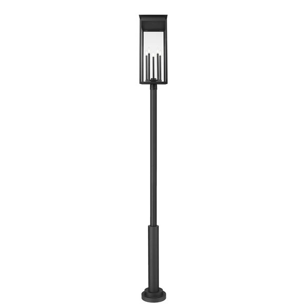 Z-Lite Nova 5-Light Outdoor Post Mounted Fixture w/ Clear Glass - Matte Black