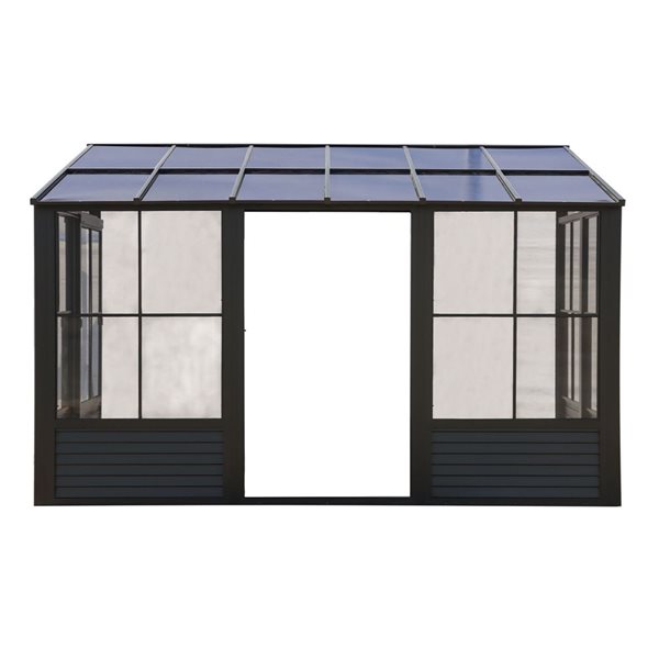 Gazebo Penguin Florence Wall Mounted Solarium 8 x 16-ft w/ Polycarbonate Roof - Black