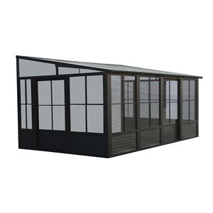 Gazebo Penguin Florence Wall Mounted 10 x 16-ft Solarium w/ Metal Roof - Black