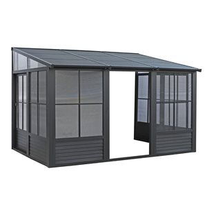 Gazebo Penguin Florence Wall Mounted 10 x 12-ft Solarium w/ Metal Roof - Black
