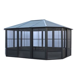 Gazebo Penguin Florence 12 x 15-ft Solarium w/ Metal Roof - Black