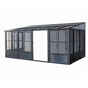 Gazebo Penguin Florence Wall Mounted 10 x 16-ft Solarium w/ Polycarbonate Roof - Black