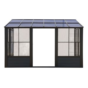 Gazebo Penguin Florence Wall Mounted 10 x 12-ft Solarium w/ Polycarbonate Roof - Black