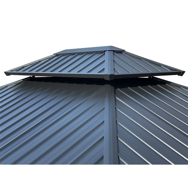 Gazebo Penguin Yosemite 10 x 12-ft Gazebo w/ Double Steel Roof Gazebo and Aluminum Posts - Wood Finish