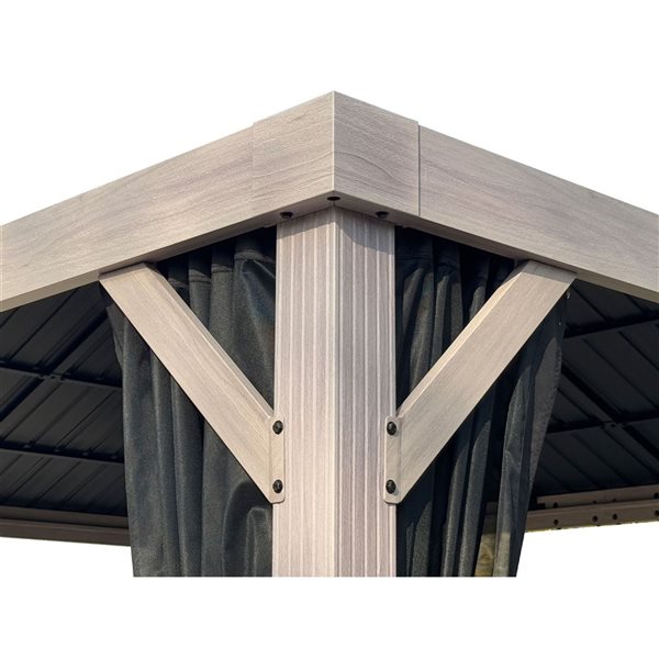 Gazebo Penguin Yosemite 10 x 12-ft Gazebo w/ Double Steel Roof Gazebo and Aluminum Posts - Wood Finish