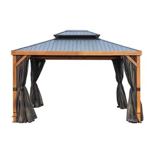 Gazebo Penguin Yosemite 12 x 16-ft Gazebo w/ Double Galvanized Steel Roof and Aluminum Posts - Wood Finish