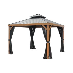 Gazebo Penguin Yosemite 10 x 10-ft Gazebo w/ Double Galvanized Steel Roof and Aluminum Posts - Wood Finish