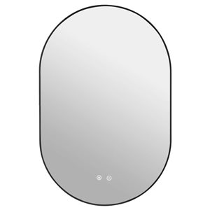 Miroir mural lumineux à DEL ovale Bouclair 30 h. x 20 po L. avec cadre noir