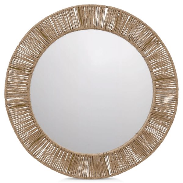 Bouclair 22-in W Round Natural Jute Framed Wall Mirror