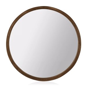 Miroir mural rond Bouclair 32 po l. avec cadre en bois brun