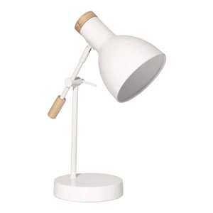 Bouclair White Wood and Metal G9 Bulb On/Off Switch Downbridge Desk Lamp
